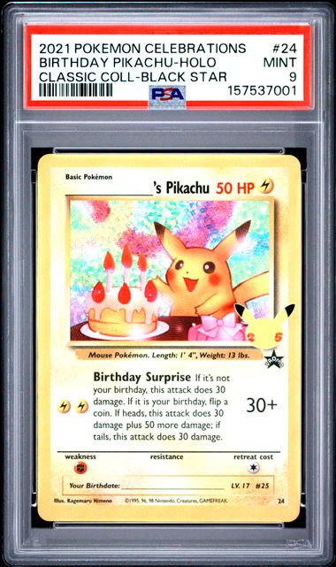 2021 Pokemon Celebrations Birthday Pikachu PSA 9